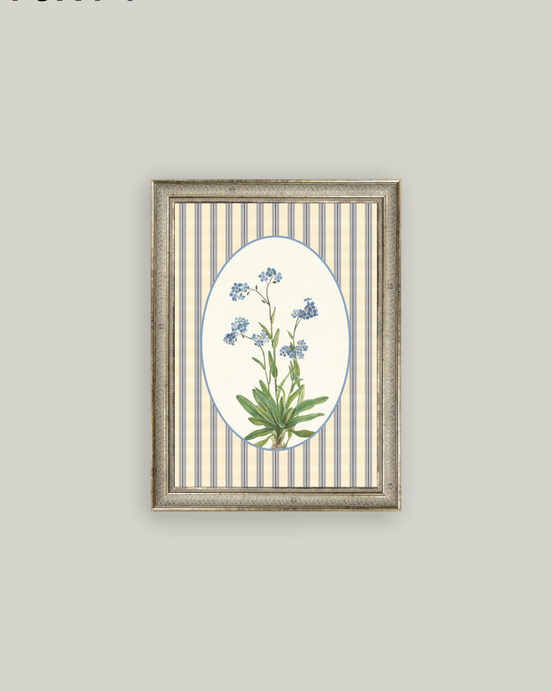 Blue Blooms on Stripe