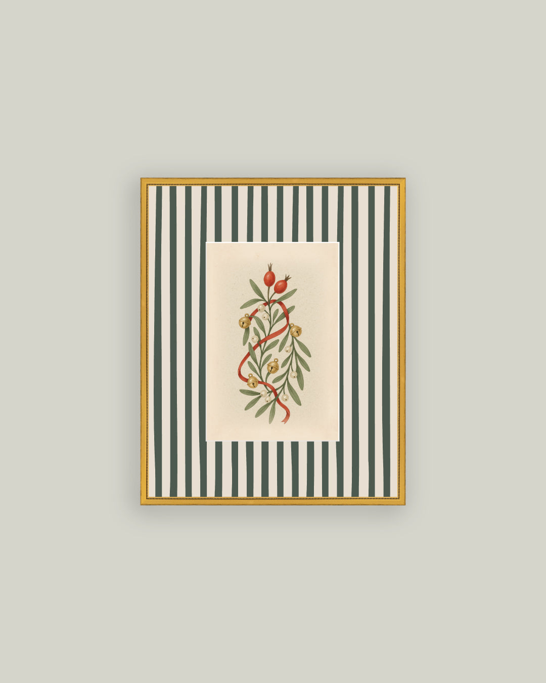 Holly Bells on Stripes