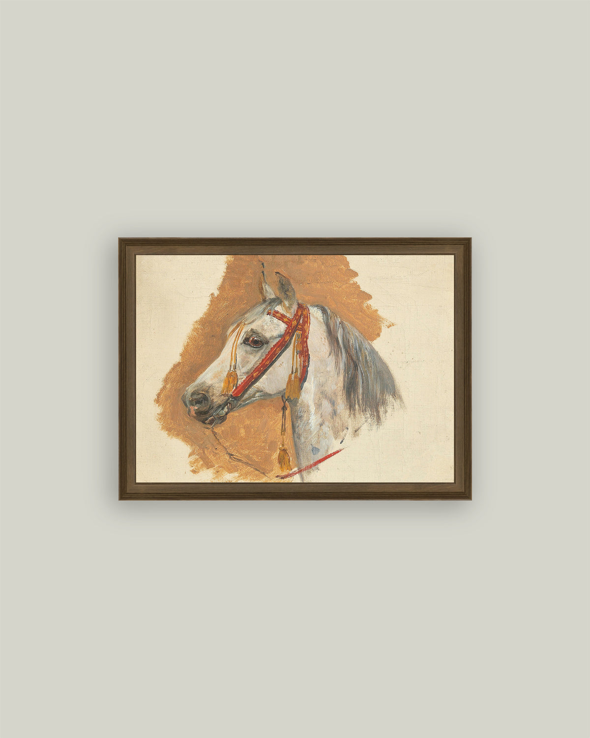 A Horse's Head with Red Bridle
