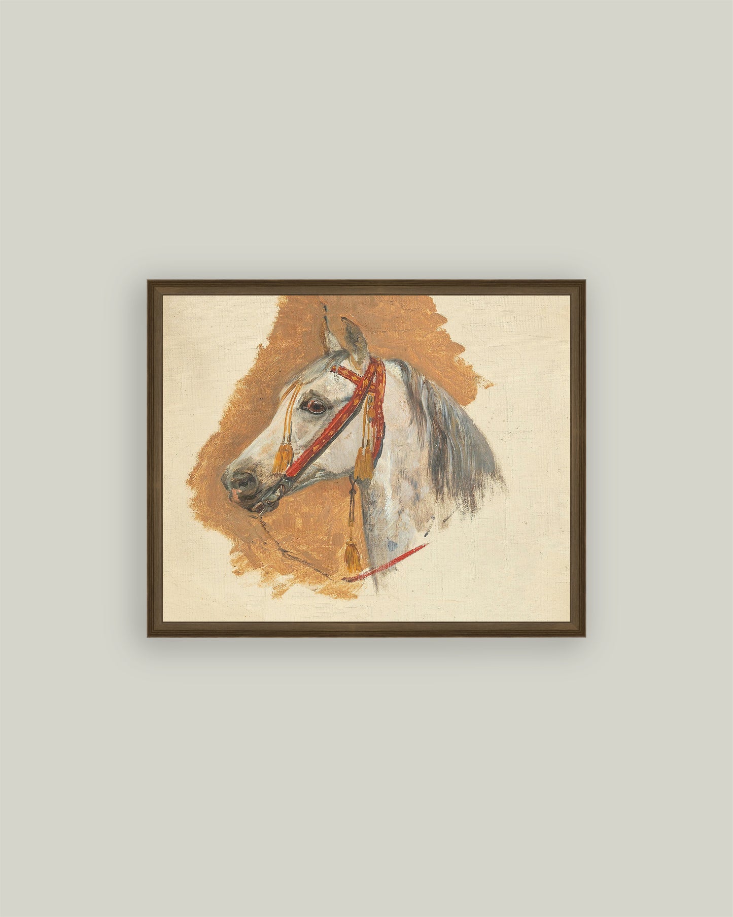 A Horse's Head with Red Bridle