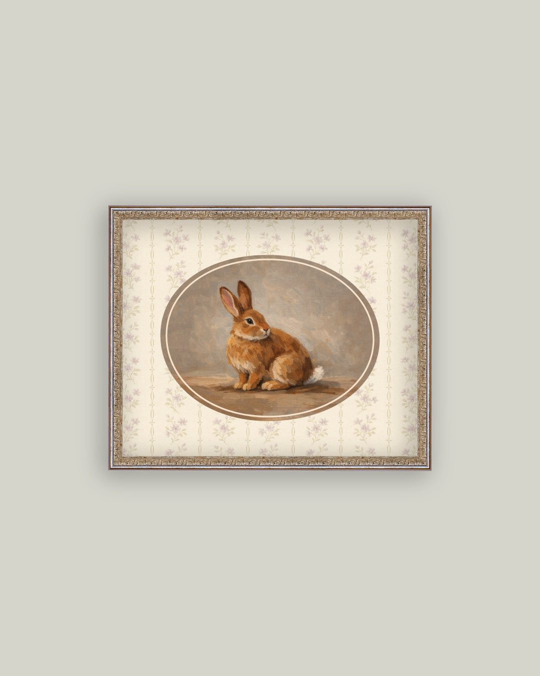 Oval Rabbit On Floral