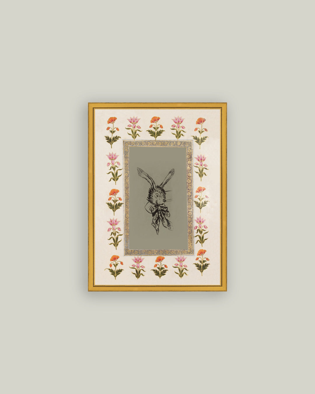 Rabbit with Floral Border