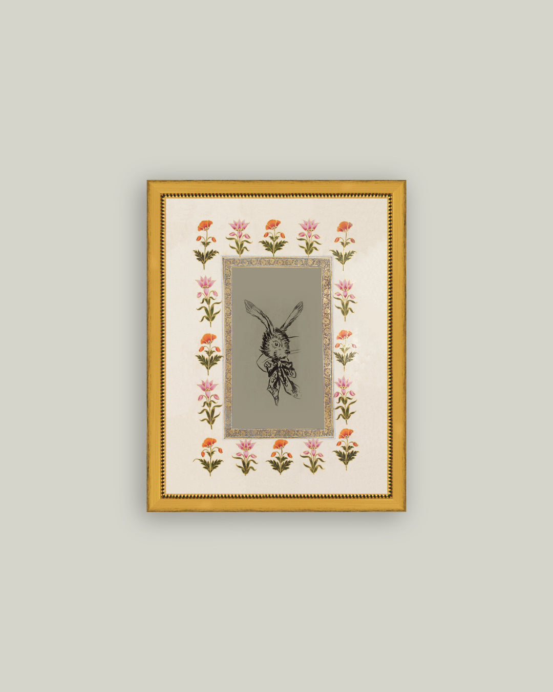 Rabbit with Floral Border