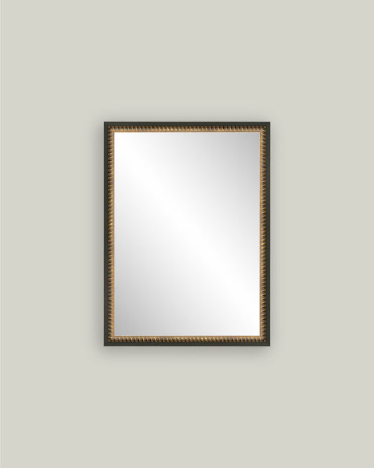 Ridged Brass Brown Framed Mirror
