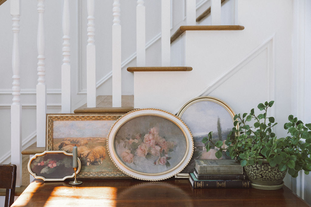Roses in Cream Oval Frame