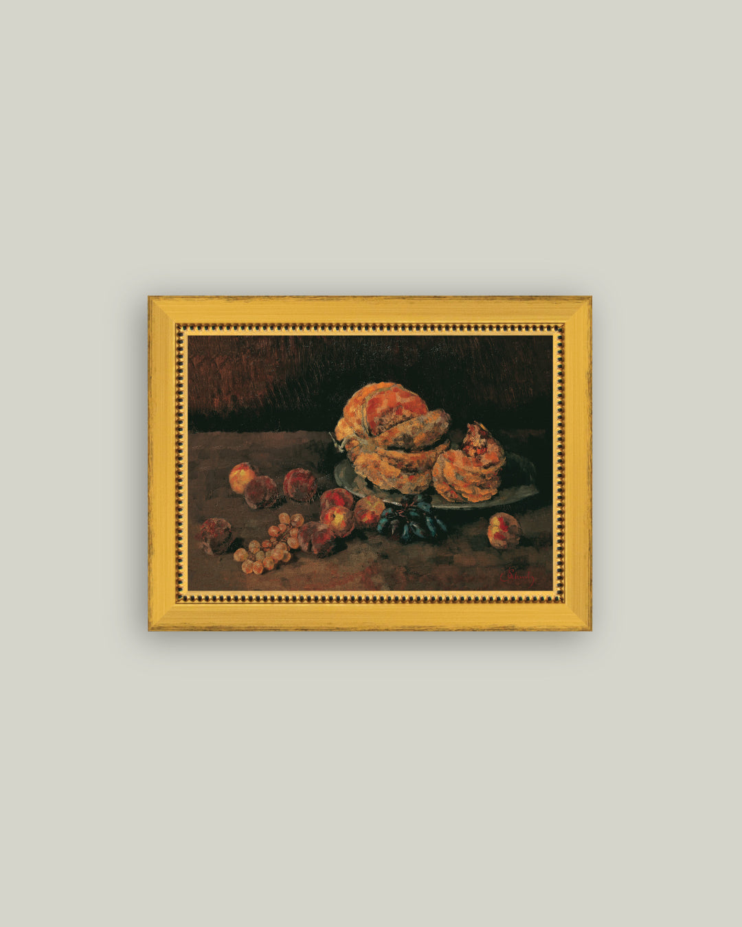 Still Life of Pumpkin, Grapes, and Peaches