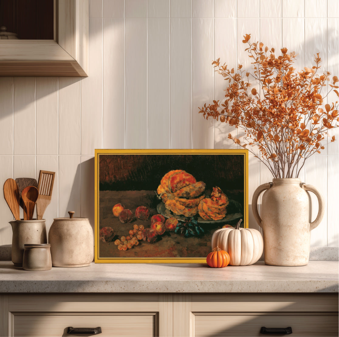 Still Life of Pumpkin, Grapes, and Peaches