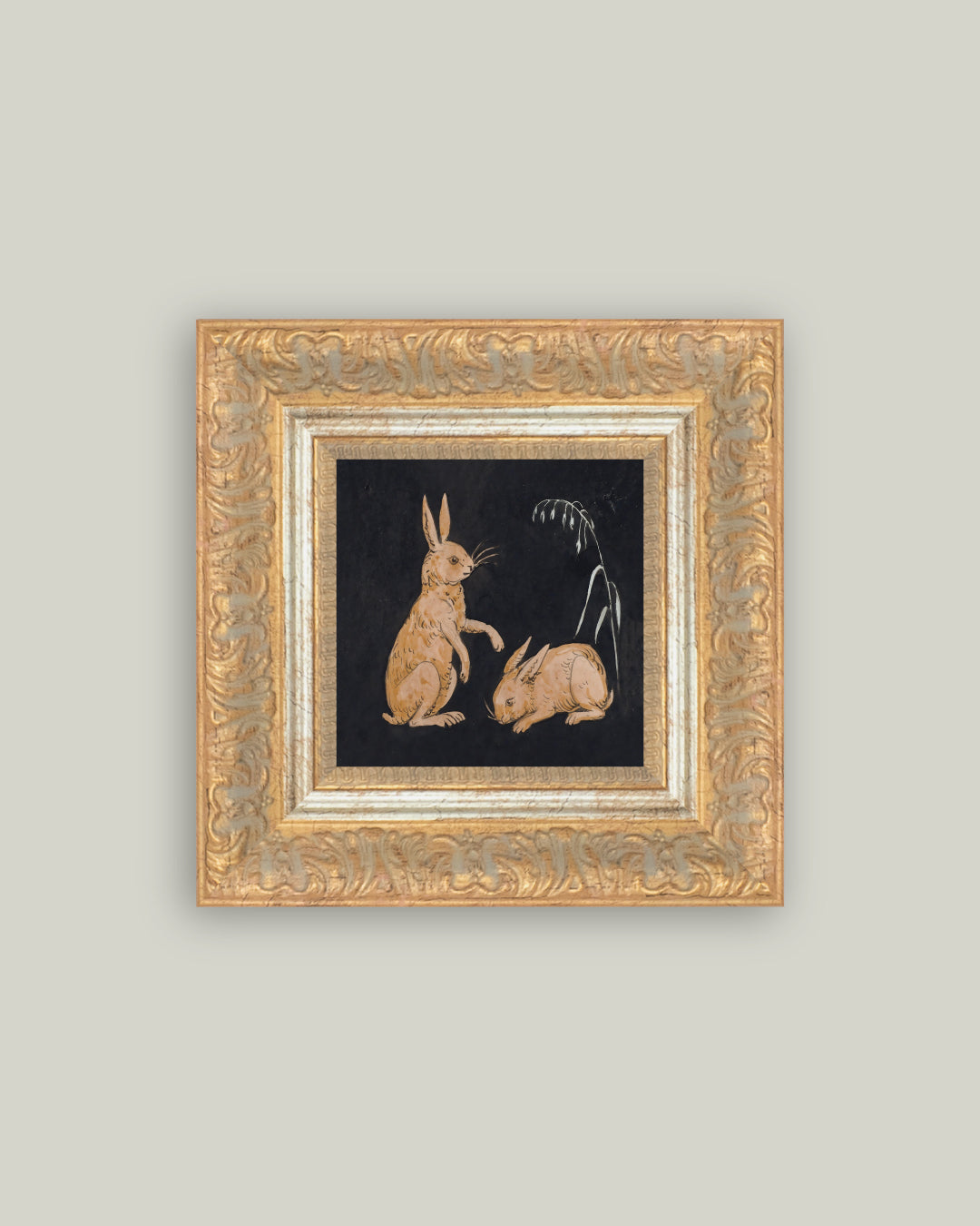 Two Hares on Black