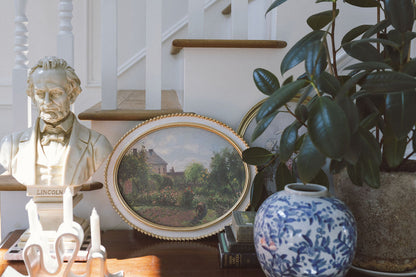 Artist's Garden in Cream Oval Frame