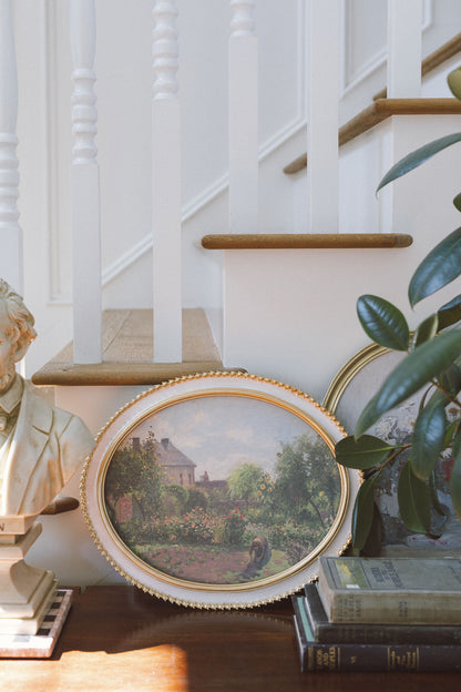 Artist's Garden in Cream Oval Frame