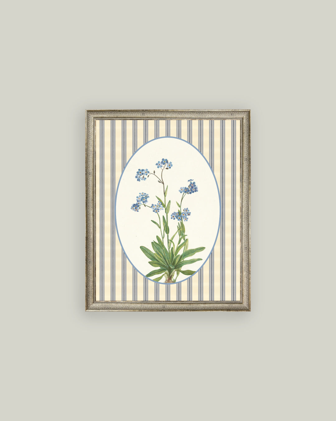 Blue Blooms on Stripe