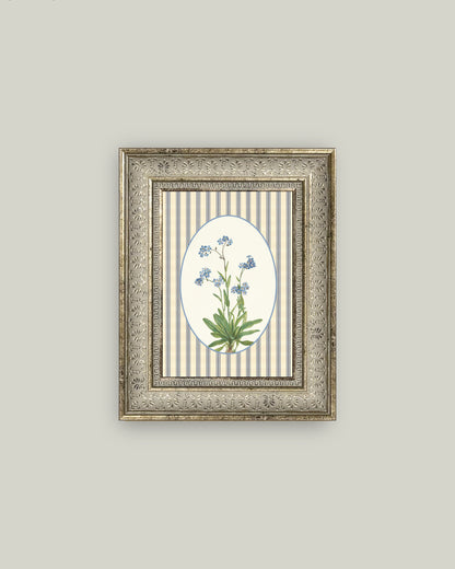 Blue Blooms on Stripe