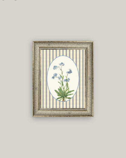 Blue Blooms on Stripe