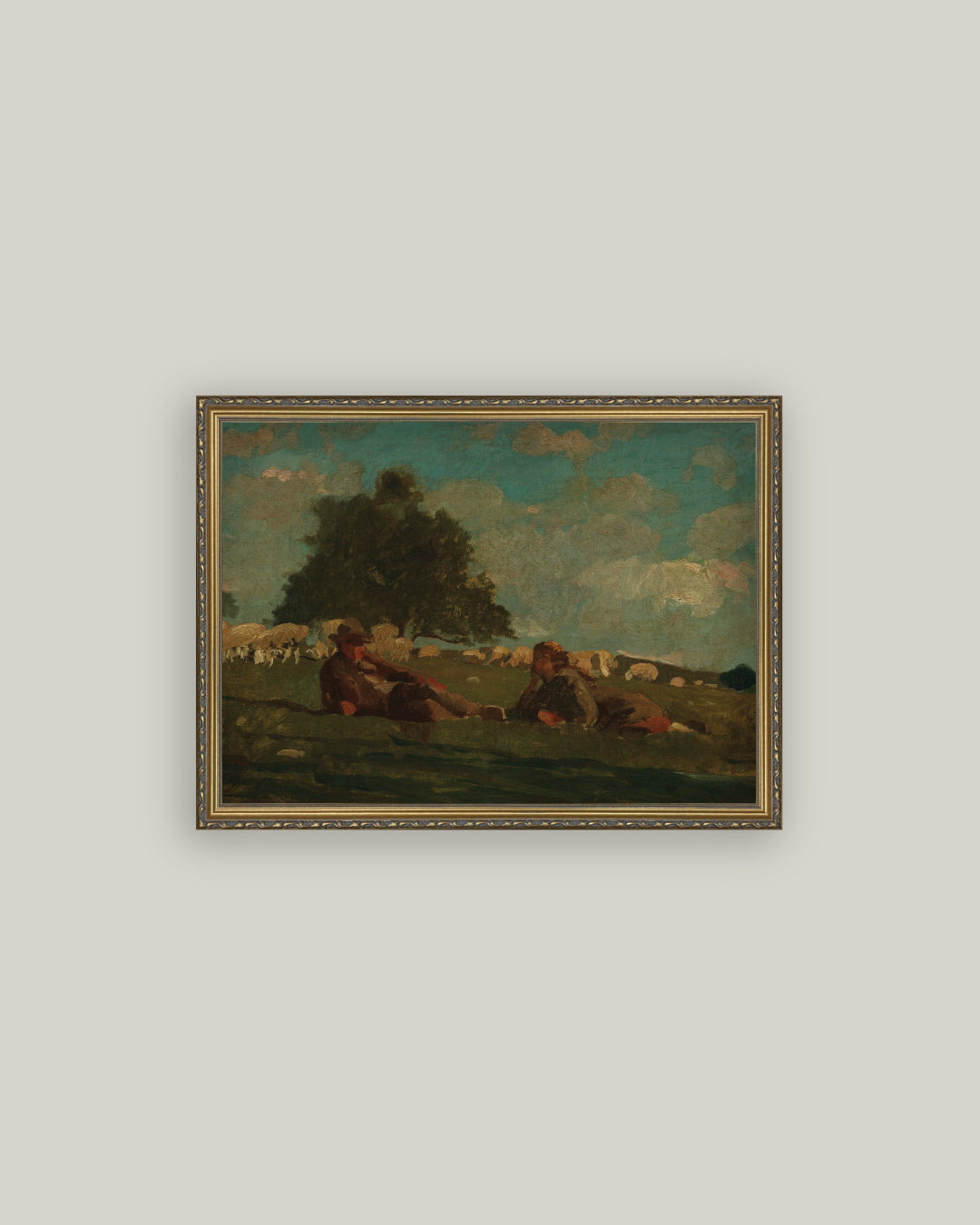 Boy & Girl in Field of Sheep