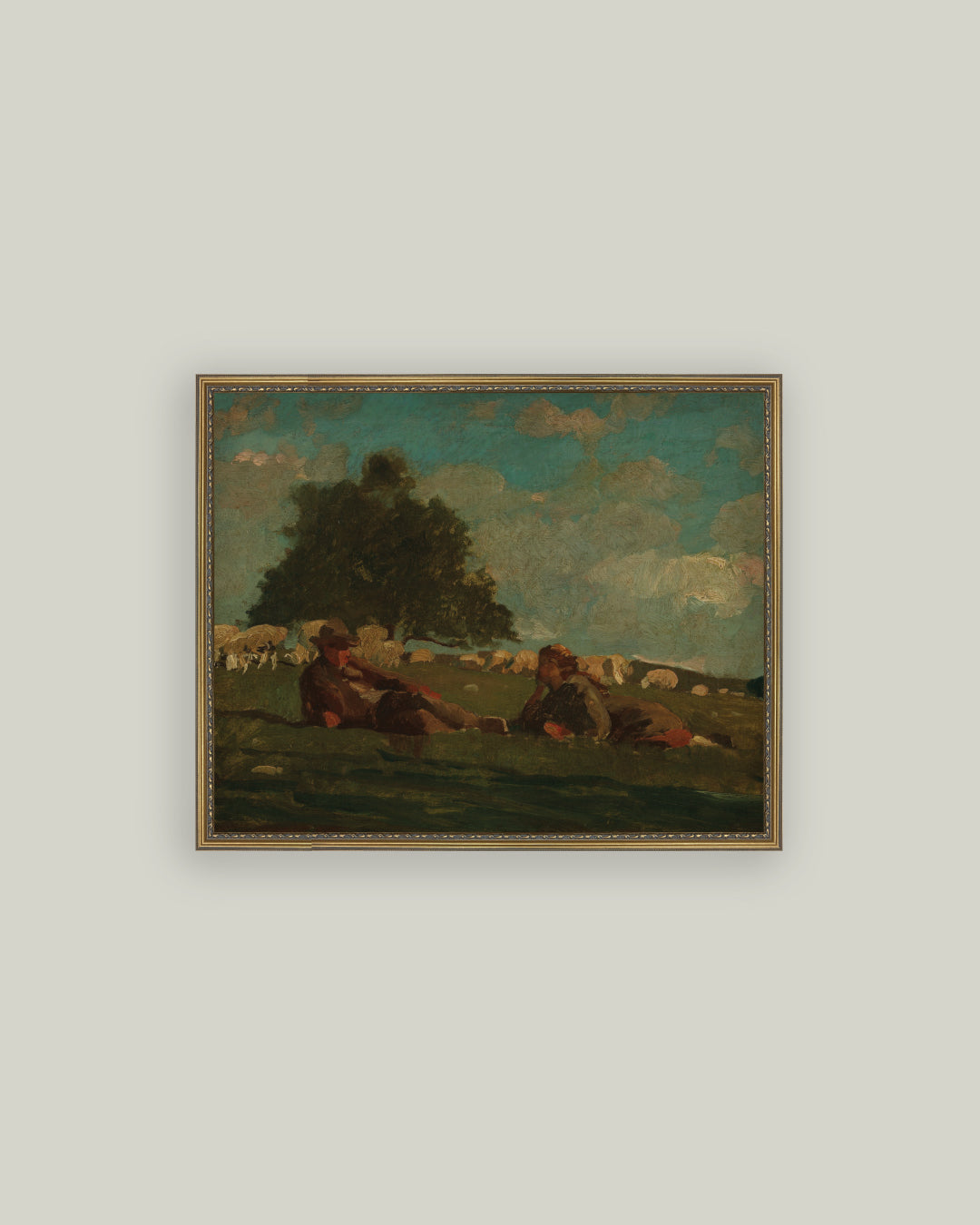 Boy & Girl in Field of Sheep