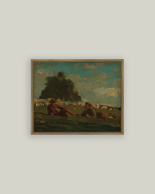 Boy & Girl in Field of Sheep