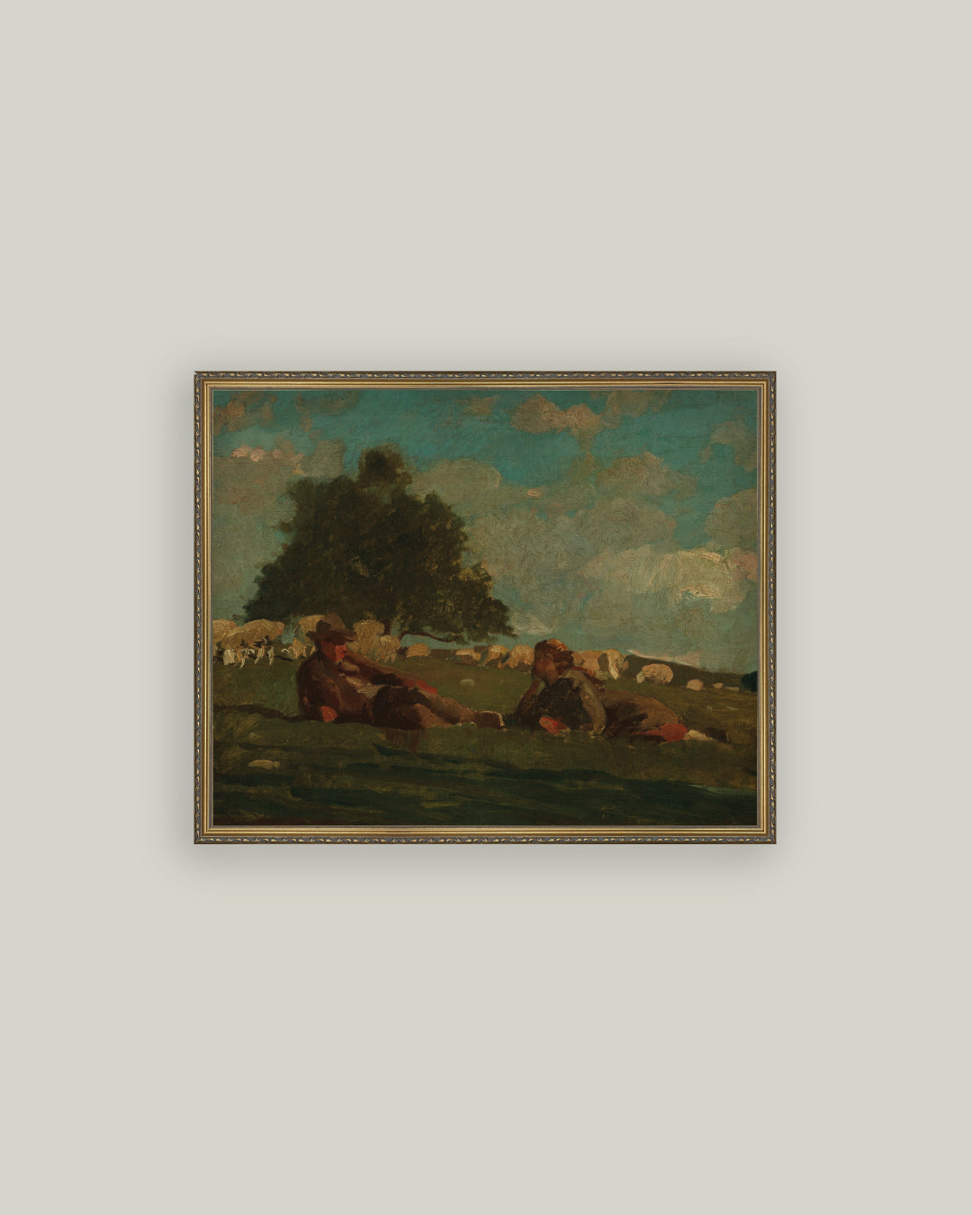 Boy & Girl in Field of Sheep