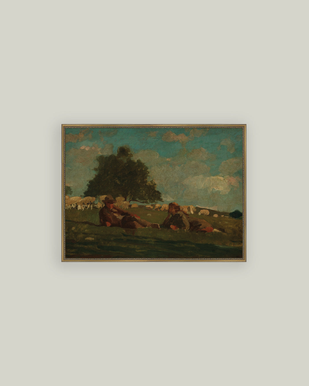 Boy & Girl in Field of Sheep
