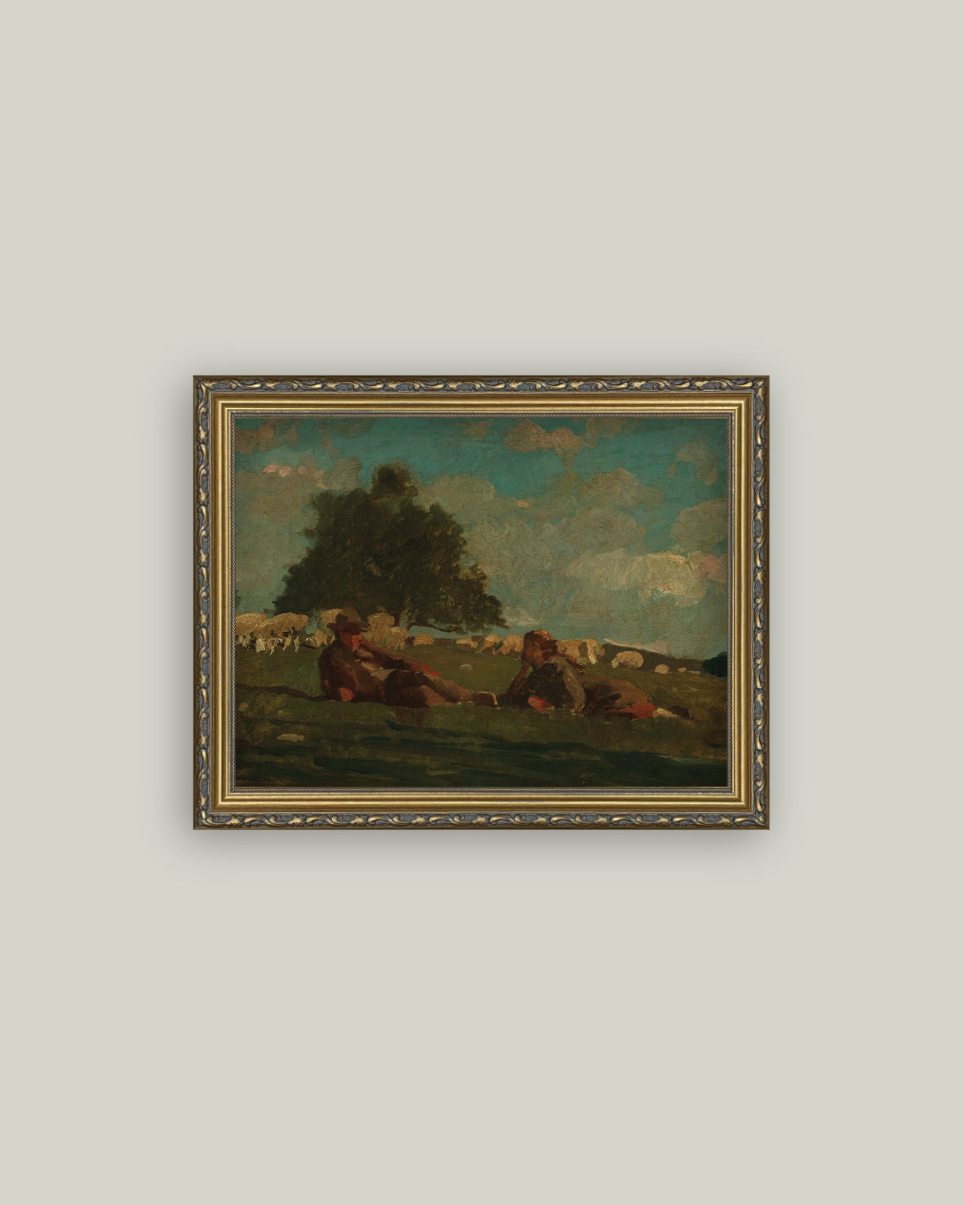 Boy & Girl in Field of Sheep