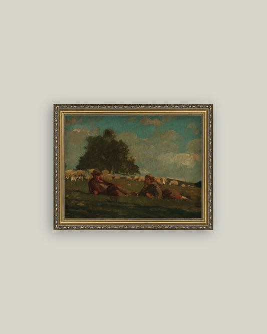 Boy & Girl in Field of Sheep