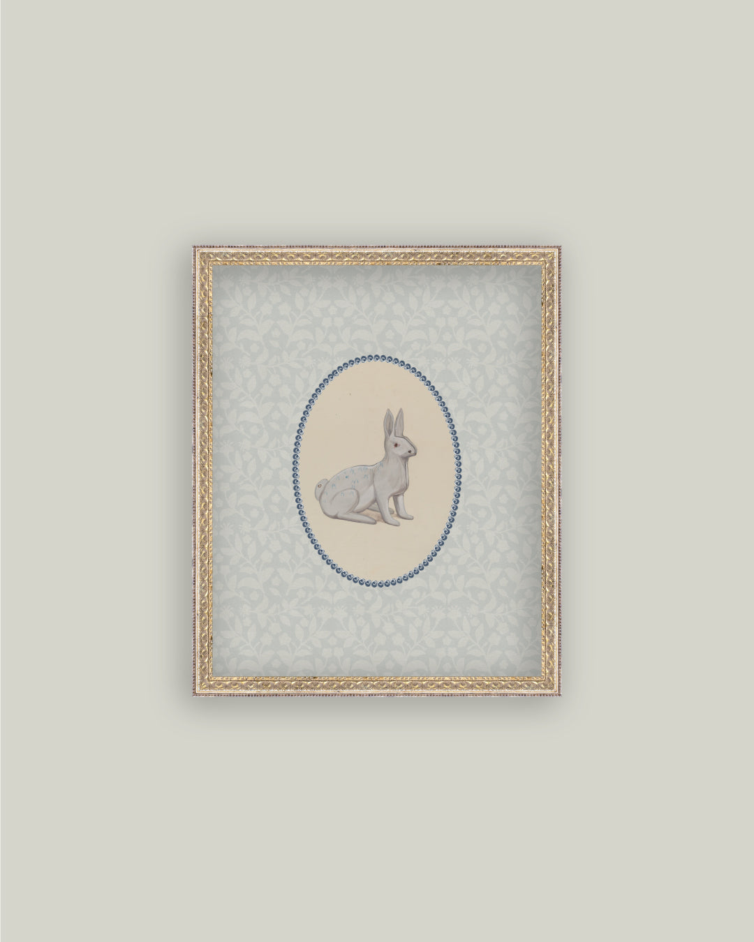 Ceramic Bunny on Blue