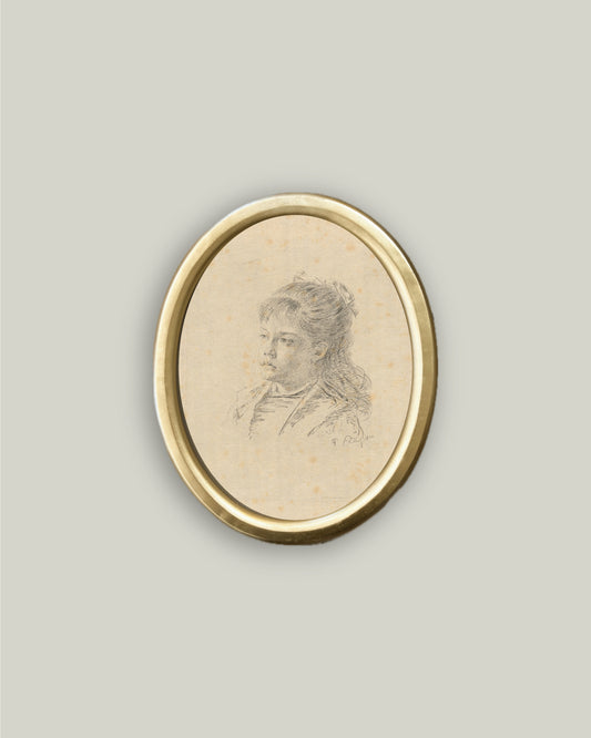 Female Portrait in Oval Frame