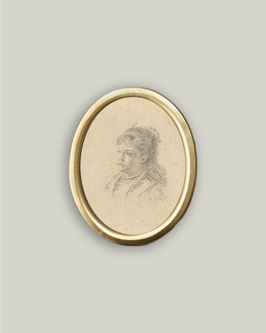 Female Portrait in Oval Frame