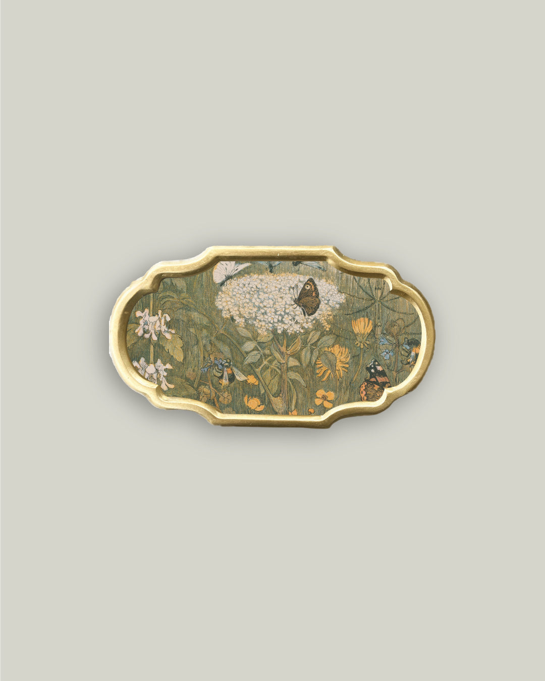 Flowers and Butterflies in Ornate Frame