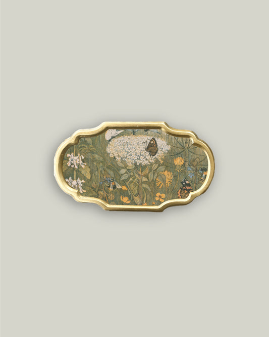 Flowers and Butterflies in Ornate Frame
