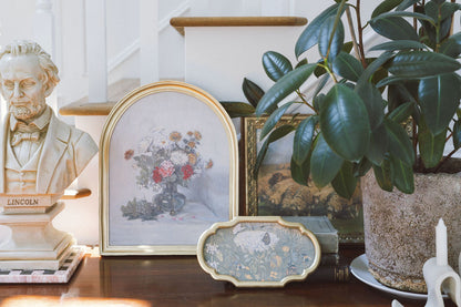 Flowers and Butterflies in Ornate Frame
