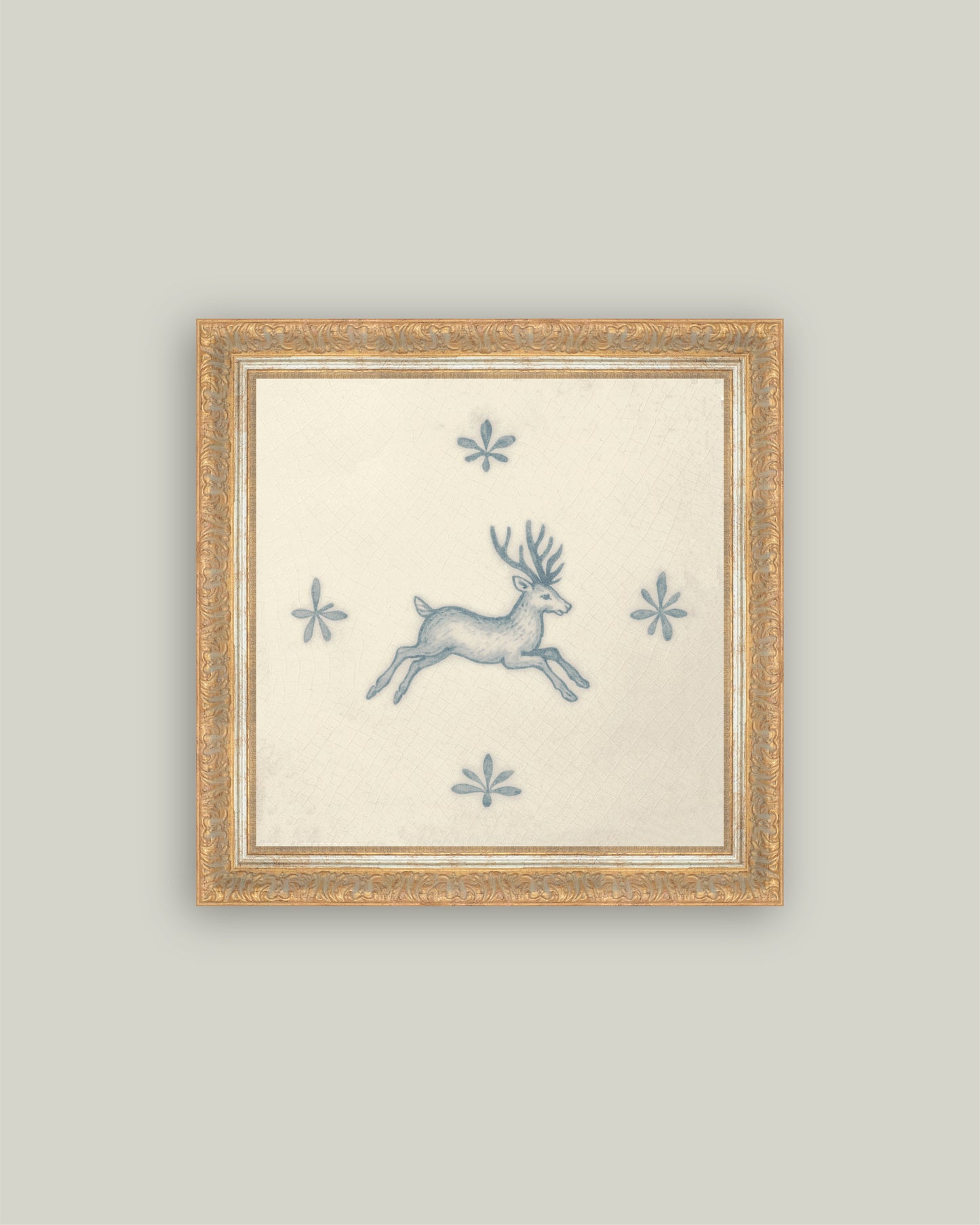 Leaping Stag Delft Tile