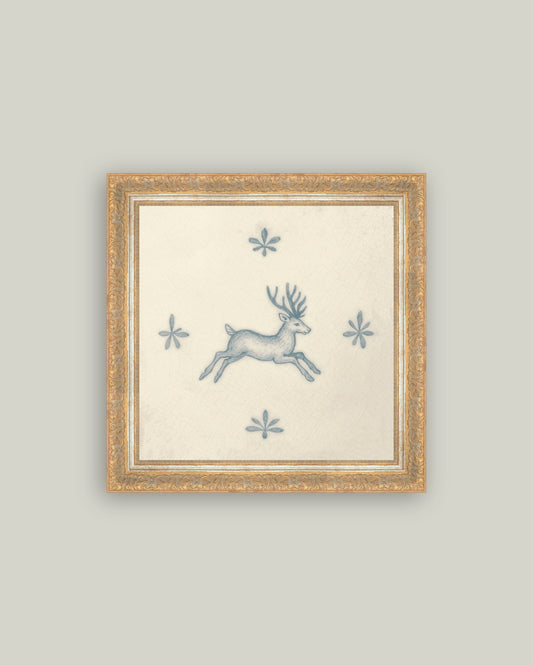 Leaping Stag Delft Tile