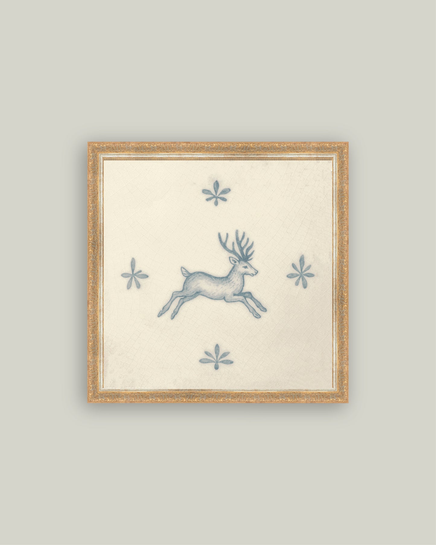 Leaping Stag Delft Tile
