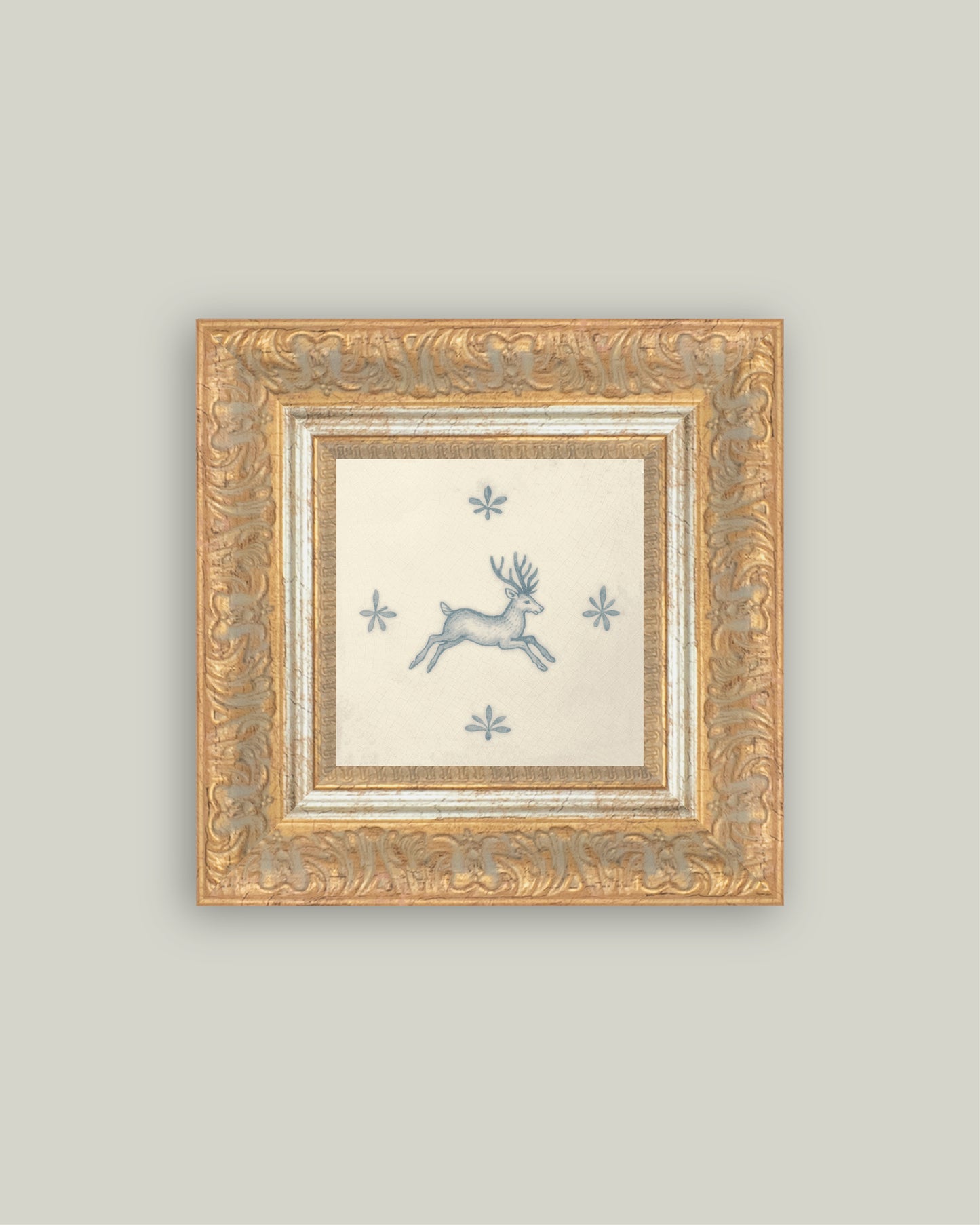 Leaping Stag Delft Tile