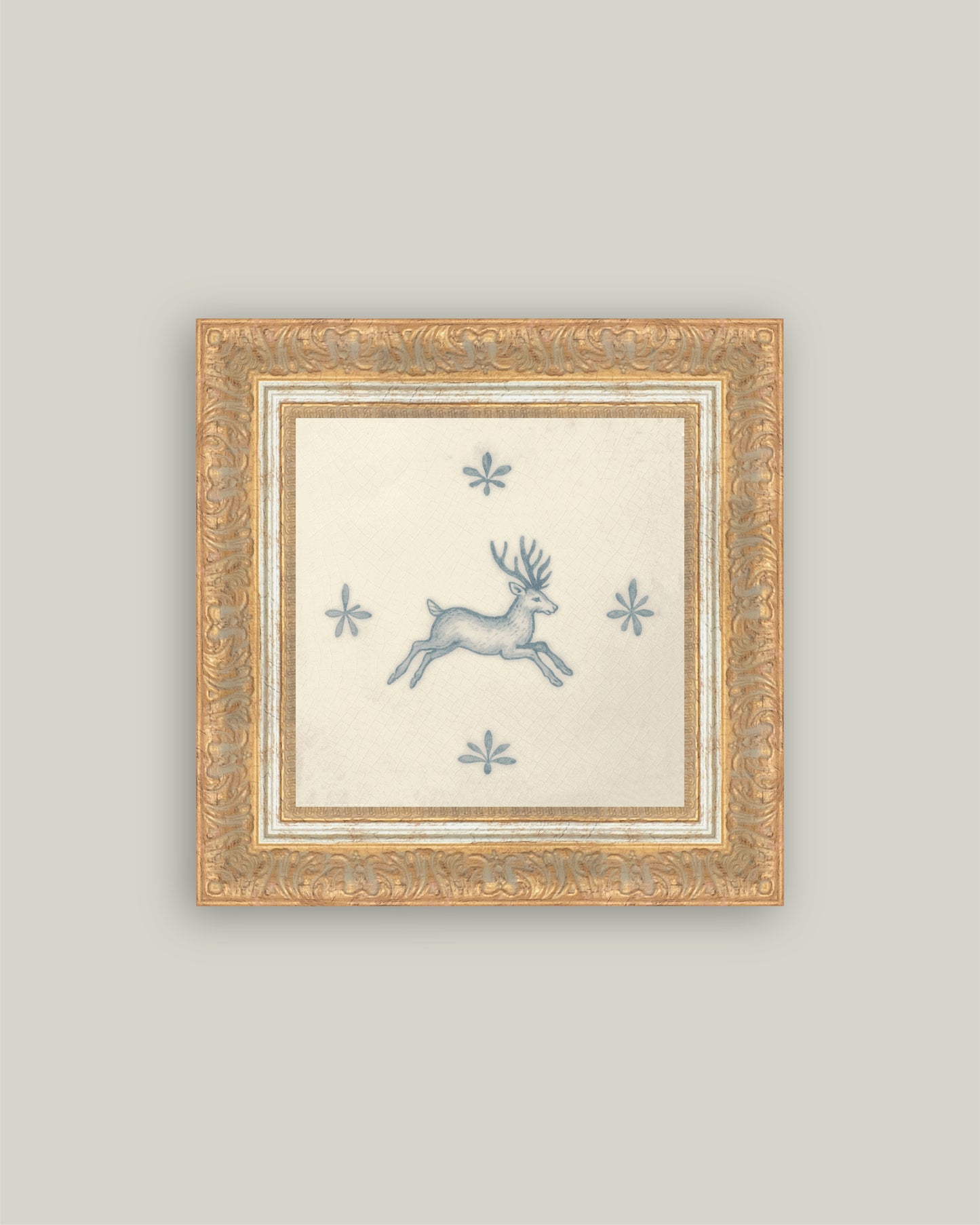Leaping Stag Delft Tile
