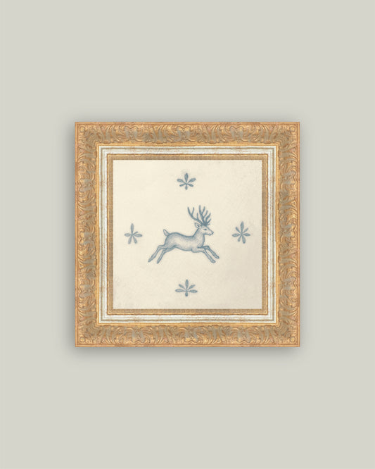 Leaping Stag Delft Tile