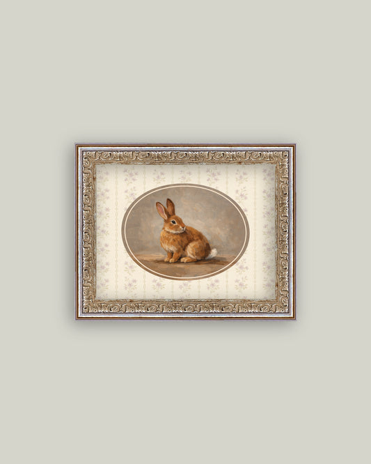 Oval Rabbit On Floral