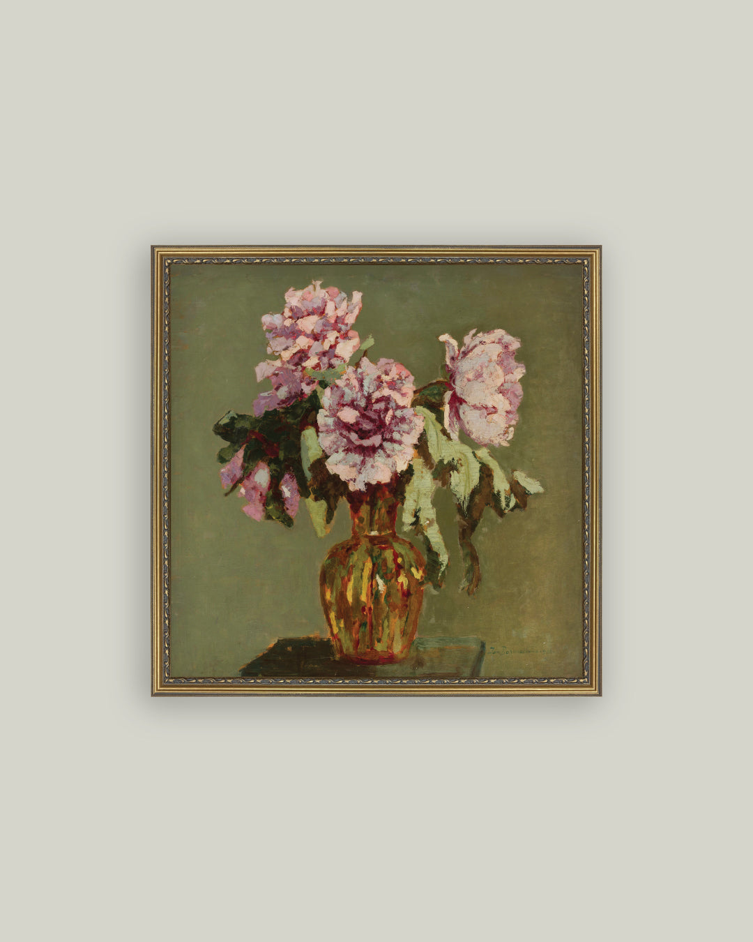 Peonies and Small Yellow Vase