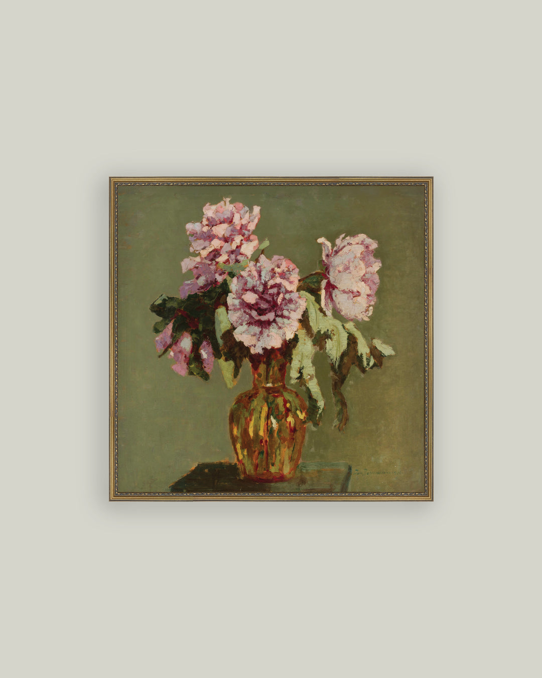 Peonies and Small Yellow Vase