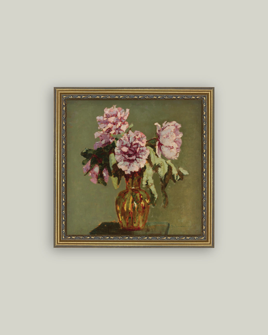 Peonies and Small Yellow Vase