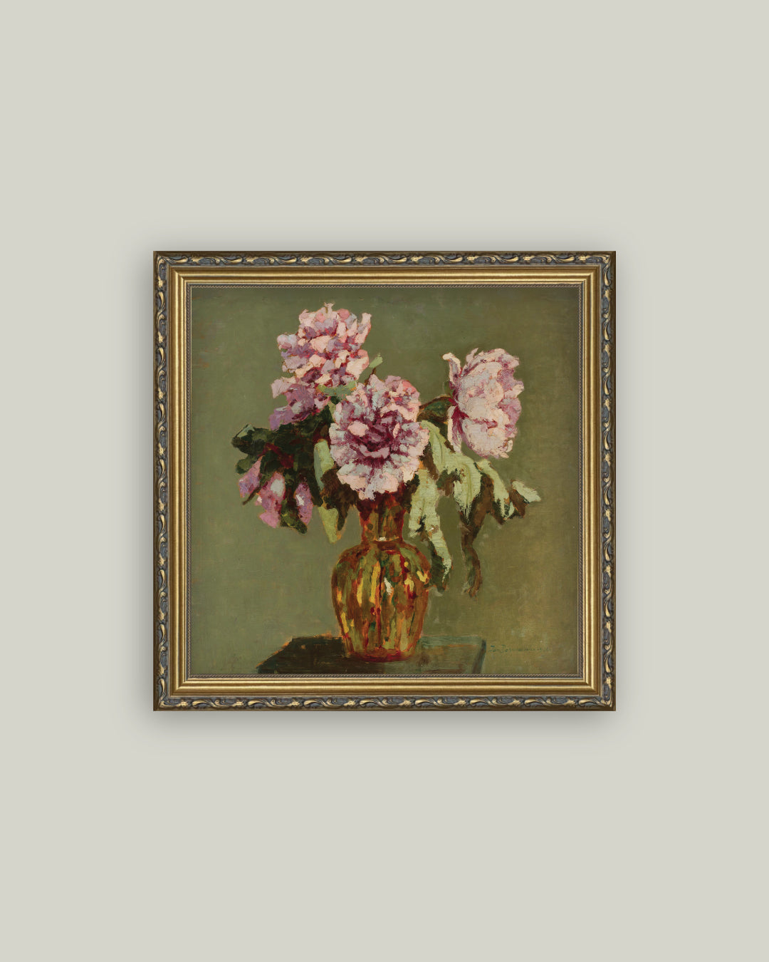 Peonies and Small Yellow Vase