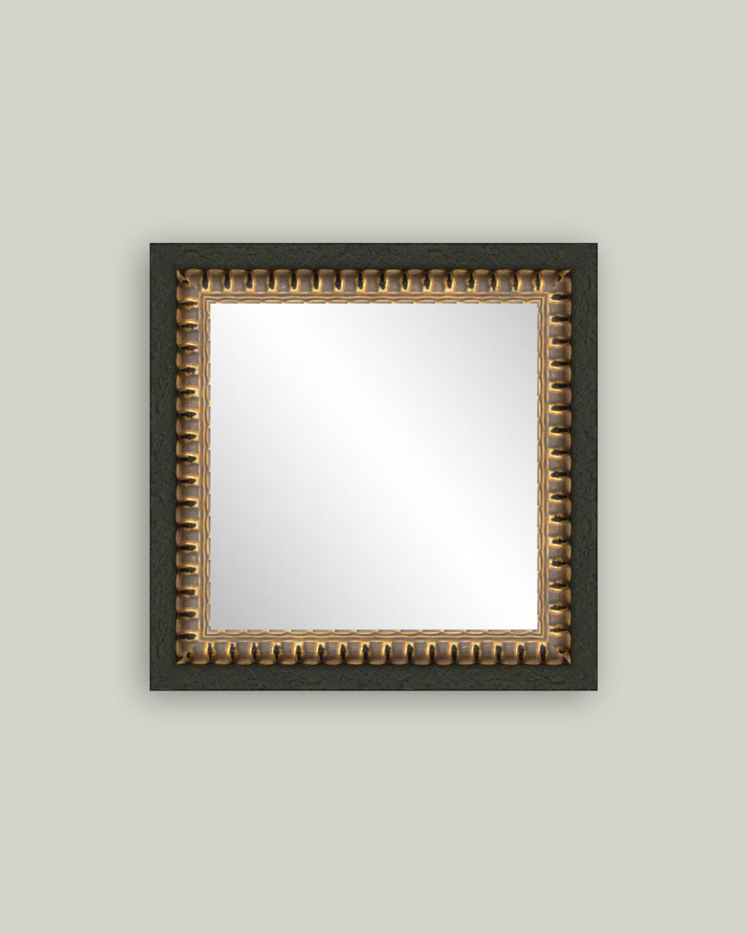 Ridged Brass Brown Framed Mirror