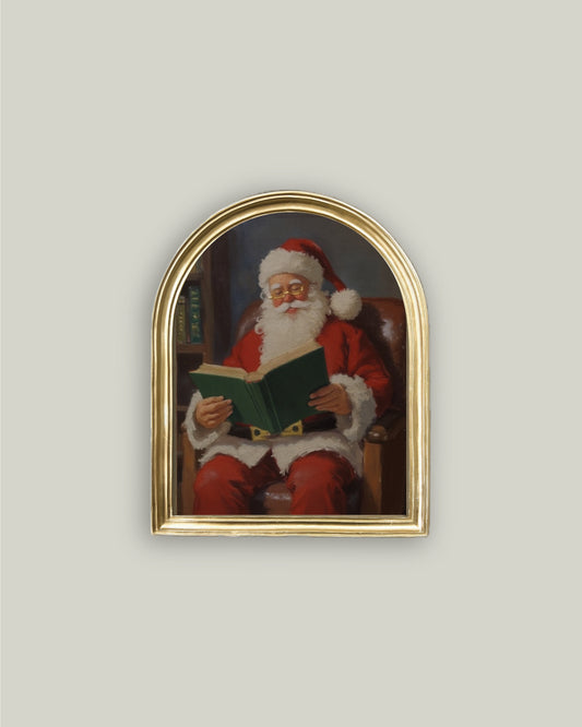 Reading Santa in Arched Frame