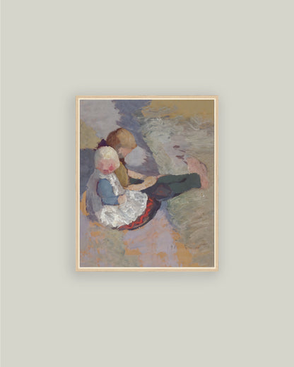 Children Sitting at the Meadow
