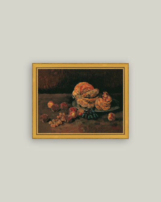 Still Life of Pumpkin, Grapes, and Peaches
