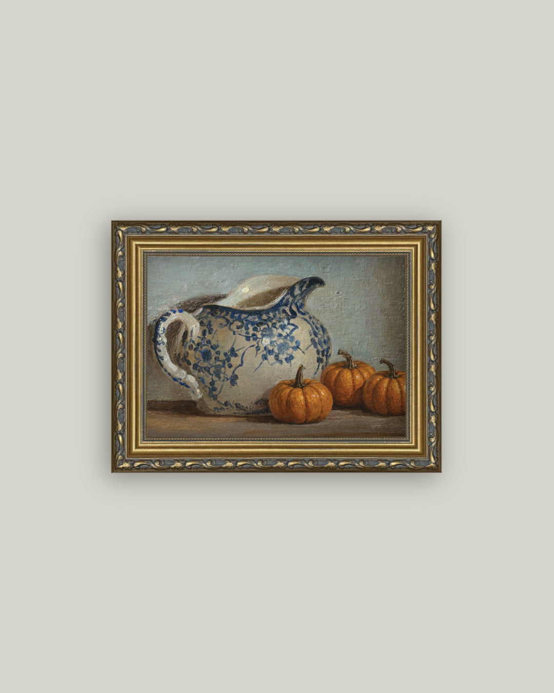 Still Life Pumpkins and Pitcher