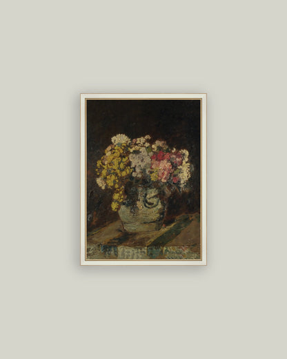 Vase of Pink & Yellow Flowers