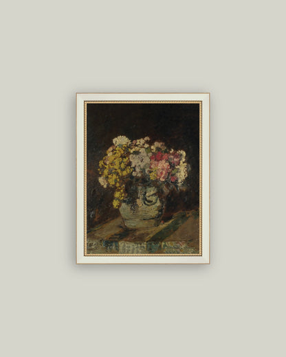 Vase of Pink & Yellow Flowers