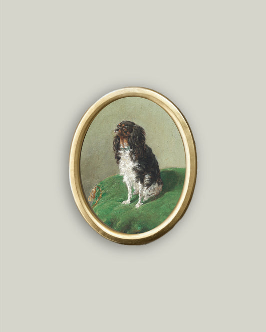 Vintage Dog in Oval Frame