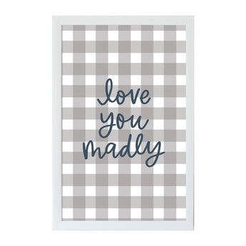 Petal Lane Home Alexa Love you Madly Checkered Magnet Board Gray and White